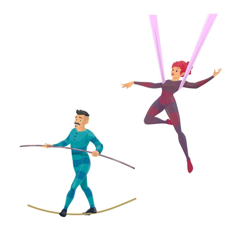 Circus cartoon gymnast and balancer vector