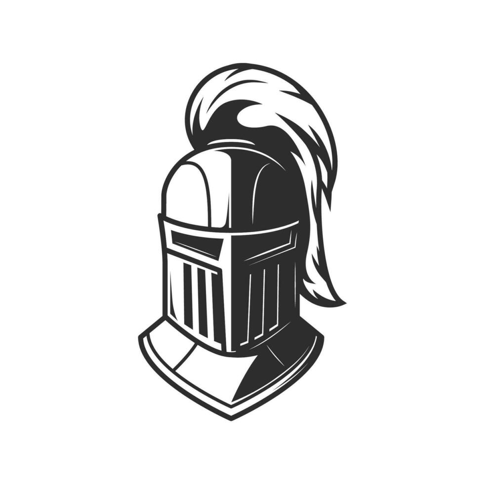 Knight warrior helmet, heraldry armor of soldier vector