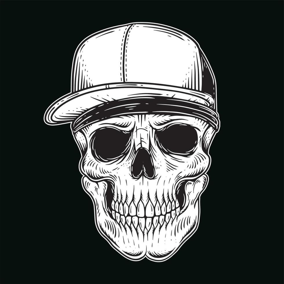 Dark Art Skull Gangster Tattoo Vintage gangsta apparel hand drawing style illustration vector