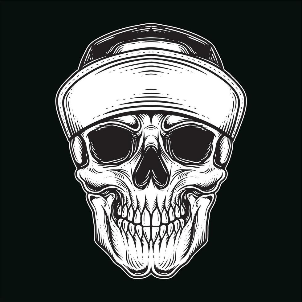 Dark Art Skull Gangster Tattoo Vintage gangsta apparel hand drawing style illustration vector
