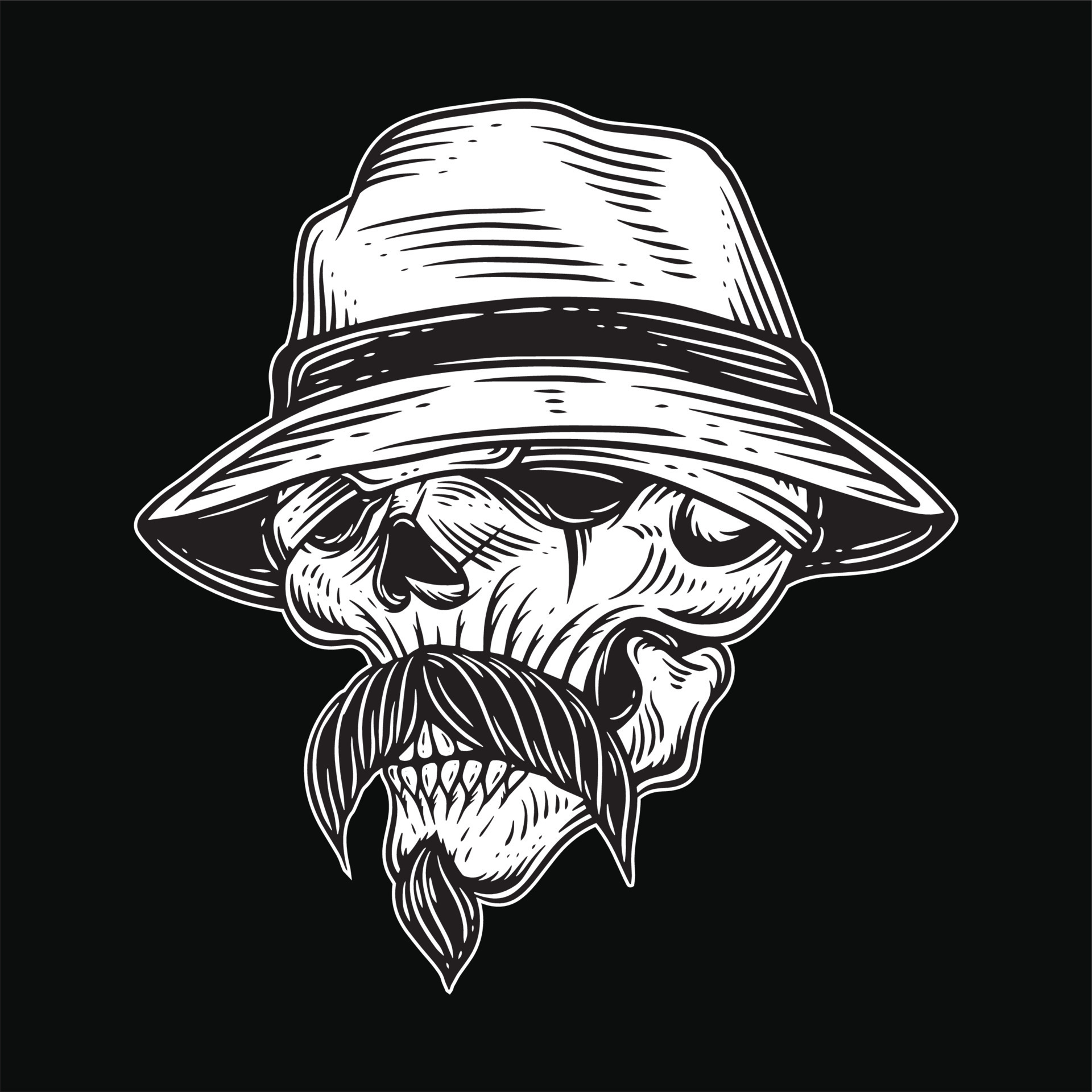 Dark Art Skull Gangster Tattoo Vintage gangsta apparel hand drawing ...