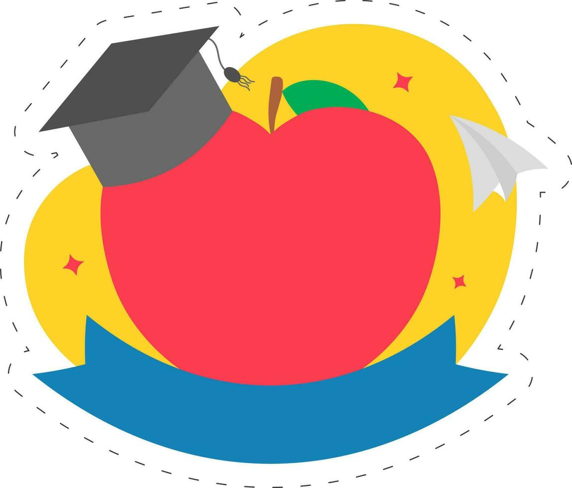 manzana con graduación gorra icono vector