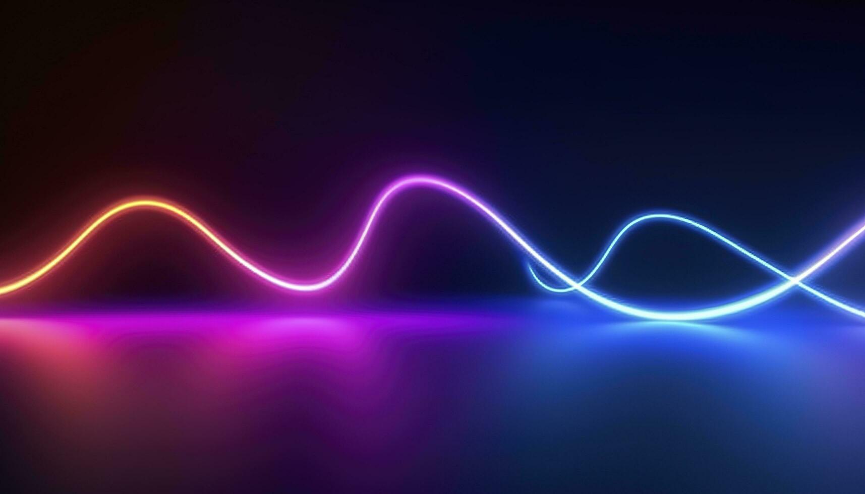 3d rendering, the abstract background of colorful neon wavy lines glowing in the dark. Modern simple wallpaper, generates ai photo