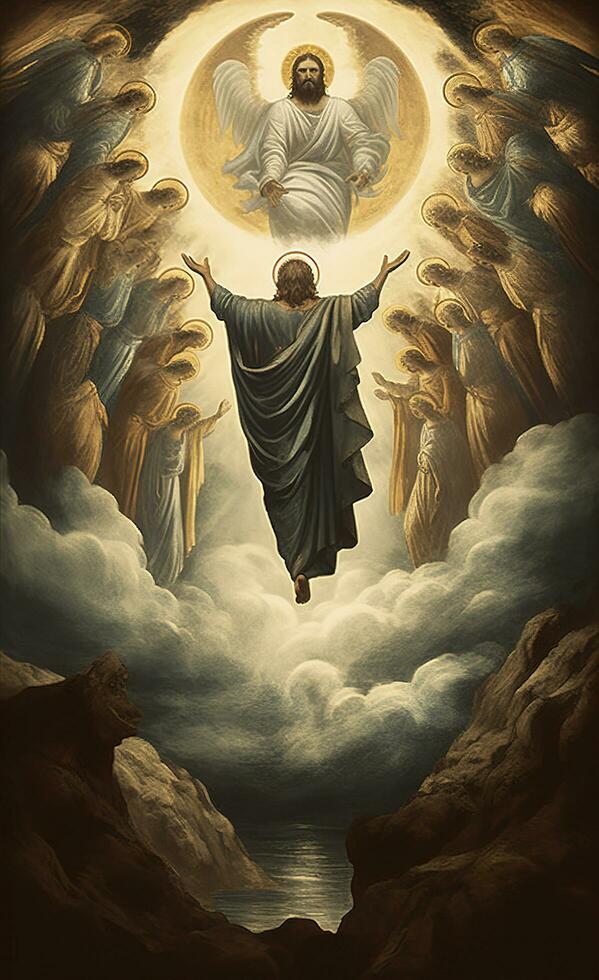 The Ascension of Jesus Christ. AI generativ photo