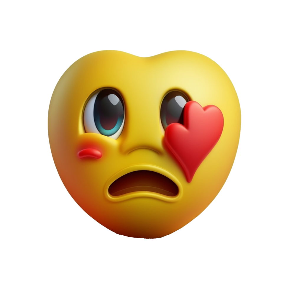 Encantado en amor amarillo emoji aislado en transparente antecedentes ai generativo png