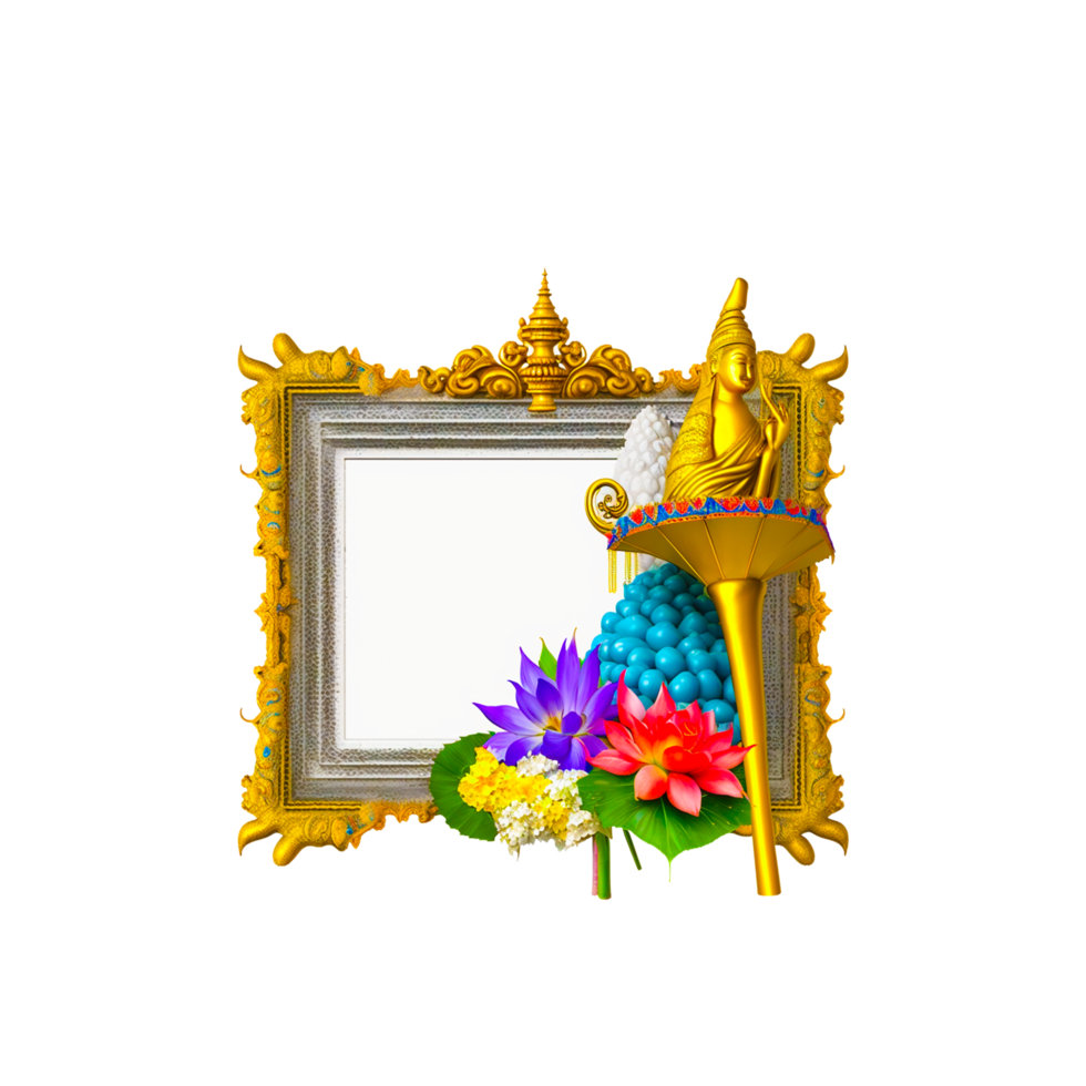 golden frame with flower png