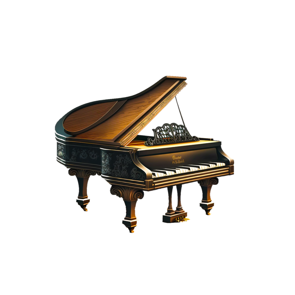 piano cembalo konst deco musik, piano transparent bakgrund png ai generativ