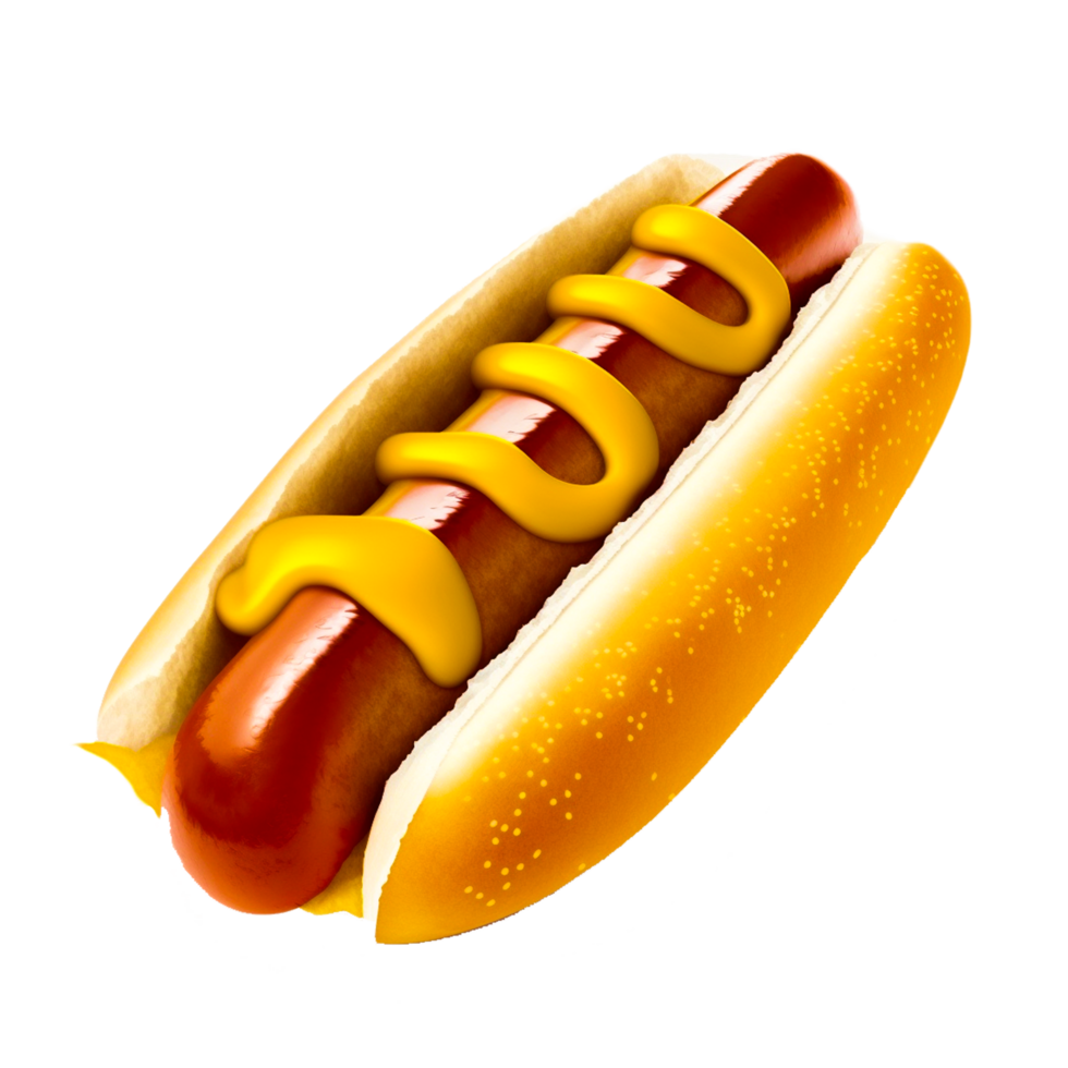 render illustration of american hot dog with mustard png