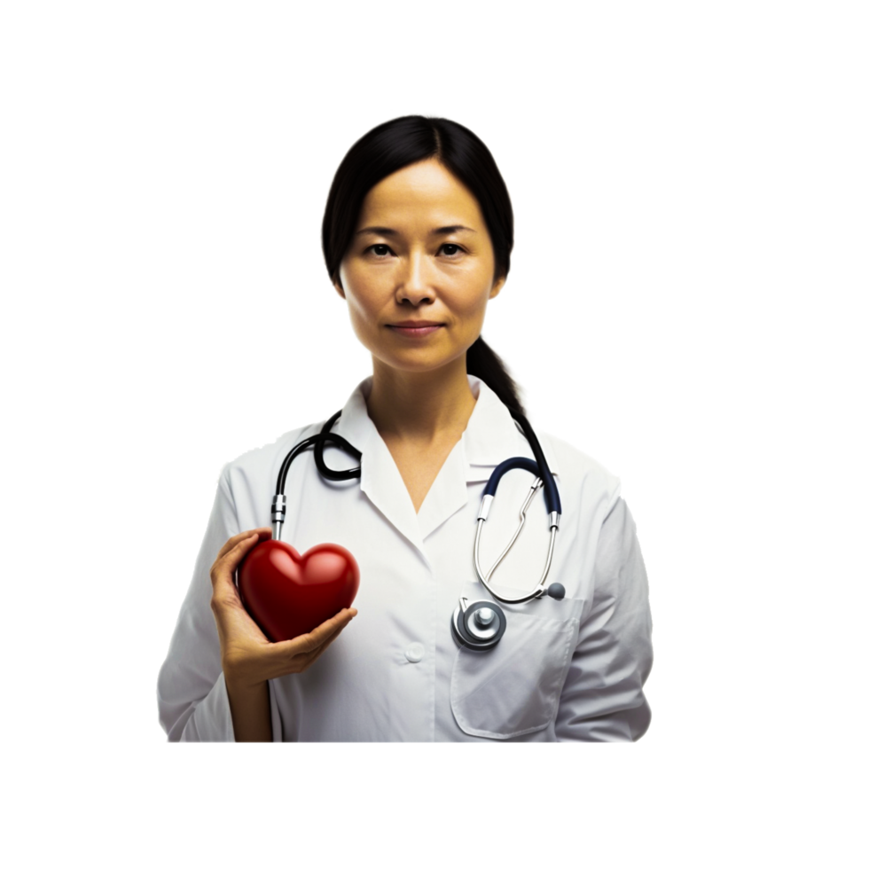 Female doctor with heart png