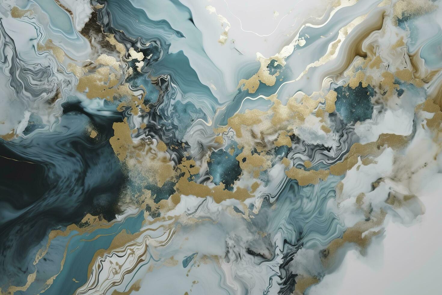 3d abstract marble wallpaper for wall decor. Resin geode and abstract art, functional art, like watercolor geode painting. golden, blue, turquoise, and gray background, generate ai photo