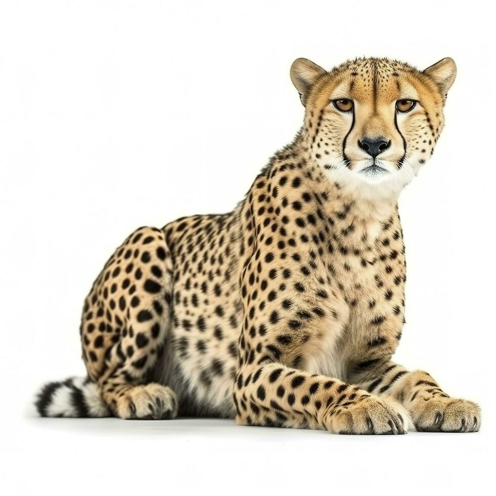 Cheetah isolated on white background, generate ai photo