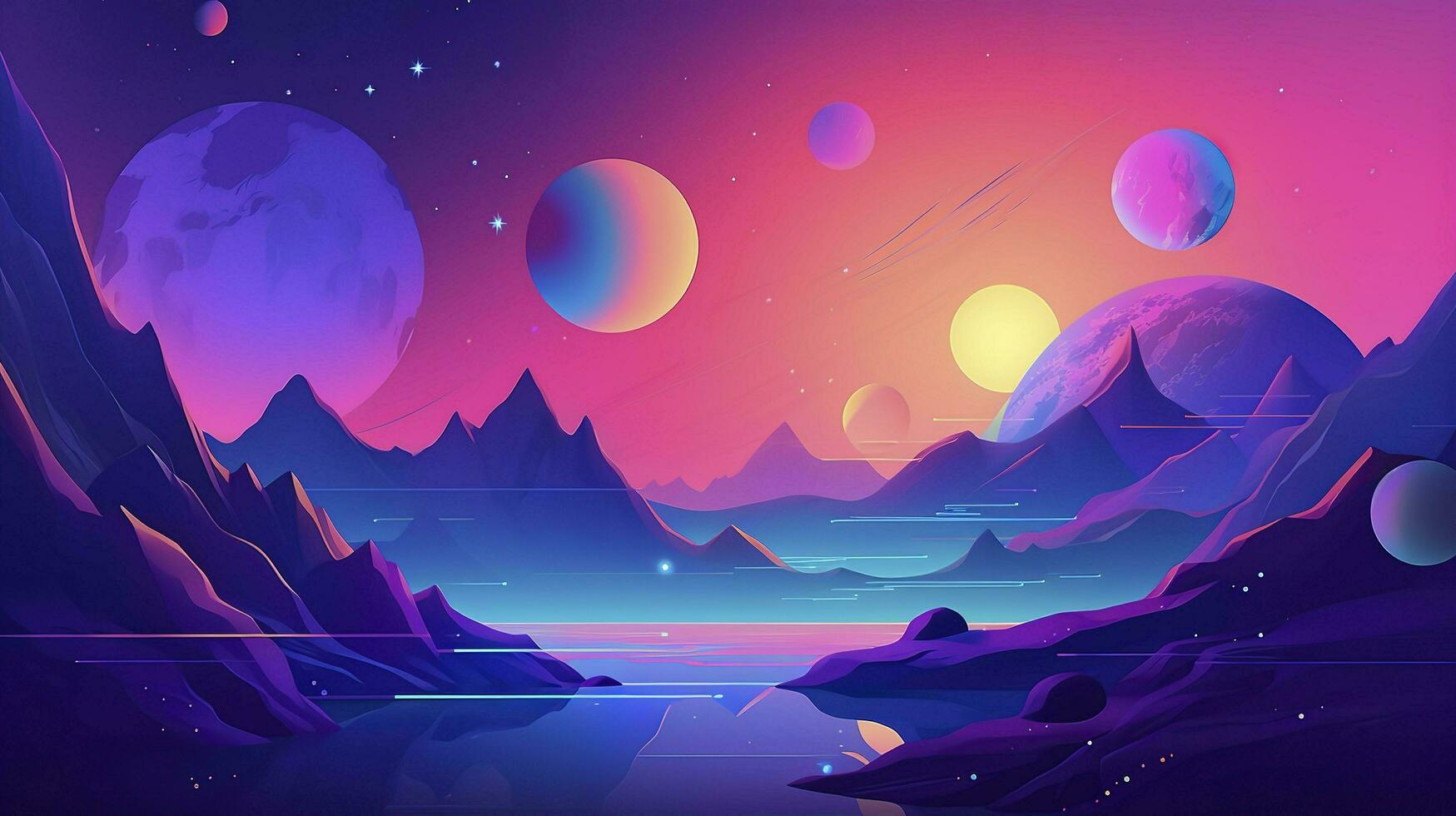 space abstract background, in the style of fantasy illustration, violet and blue, colored cartoon style, felicia simion, alien worlds, paul Pelletier, generat ai photo
