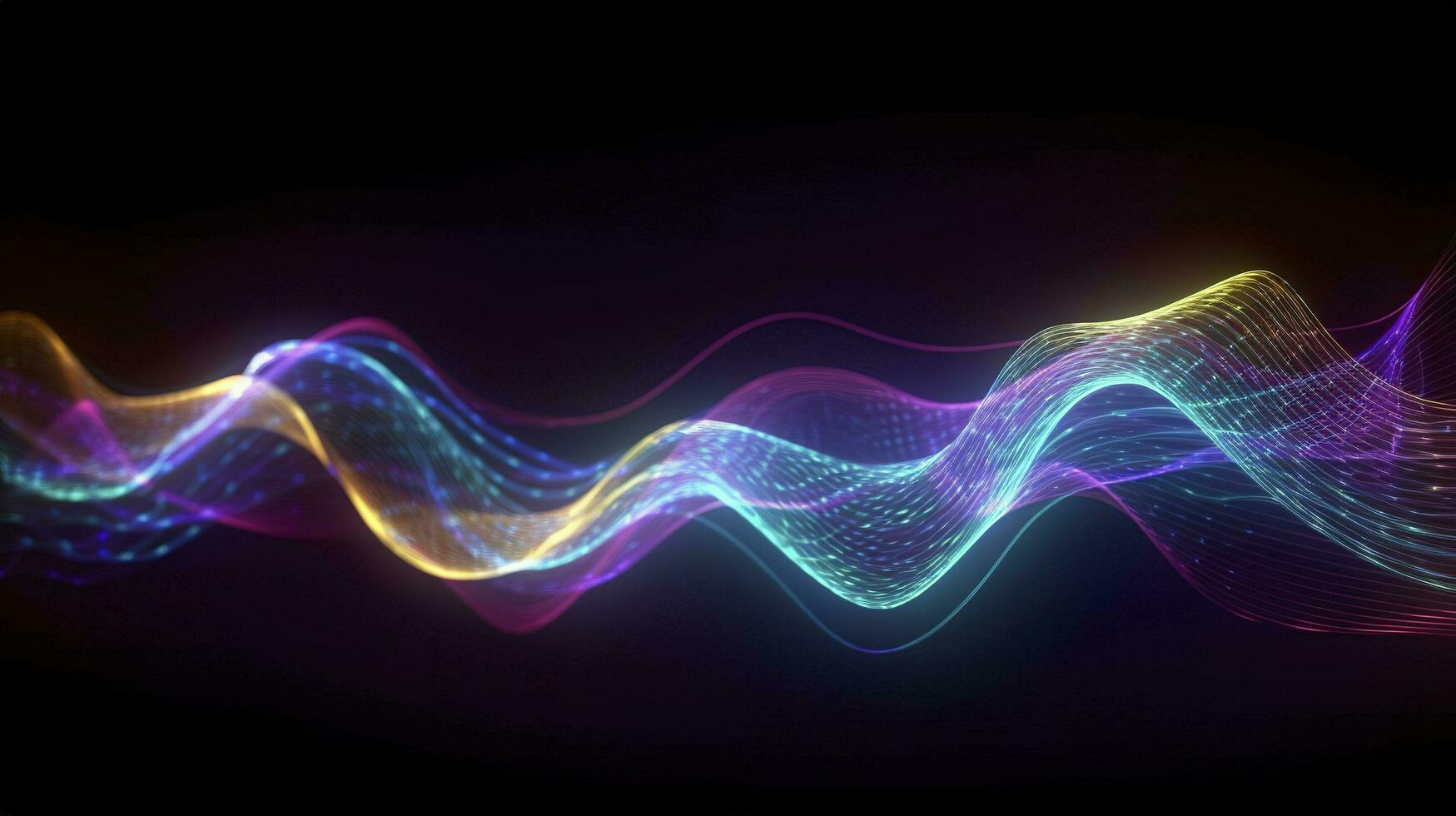 abstract background with glowing purple and golden and blue wavy lines, generate ai photo