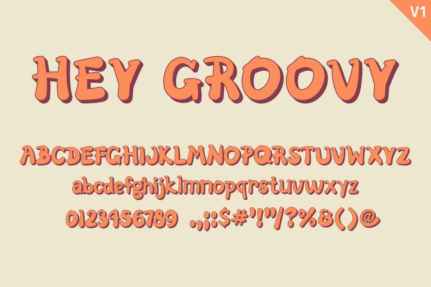 Handcrafted Hey Groovy Letters. Color Creative Art Typographic Design vector