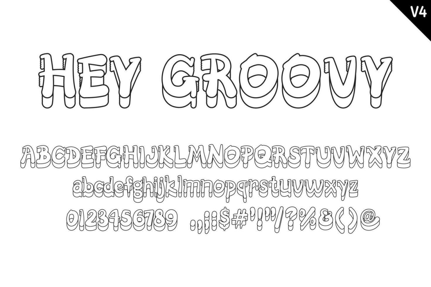 Handcrafted Hey Groovy Letters. Color Creative Art Typographic Design vector