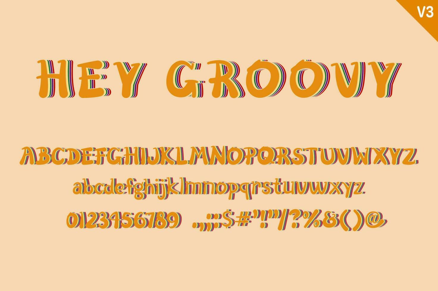 Handcrafted Hey Groovy Letters. Color Creative Art Typographic Design vector