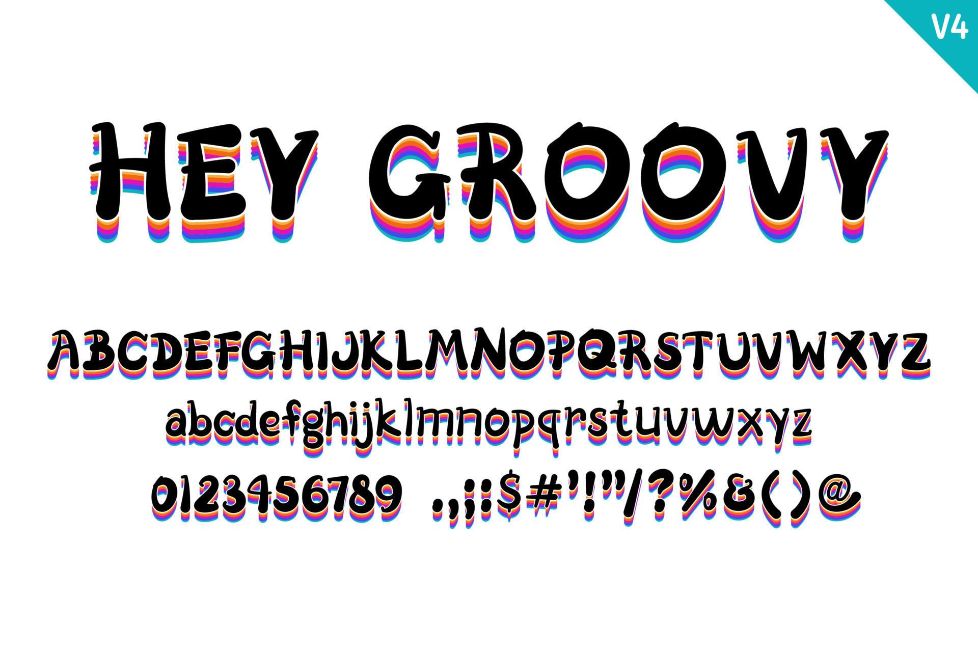 Handcrafted Hey Groovy Letters. Color Creative Art Typographic Design