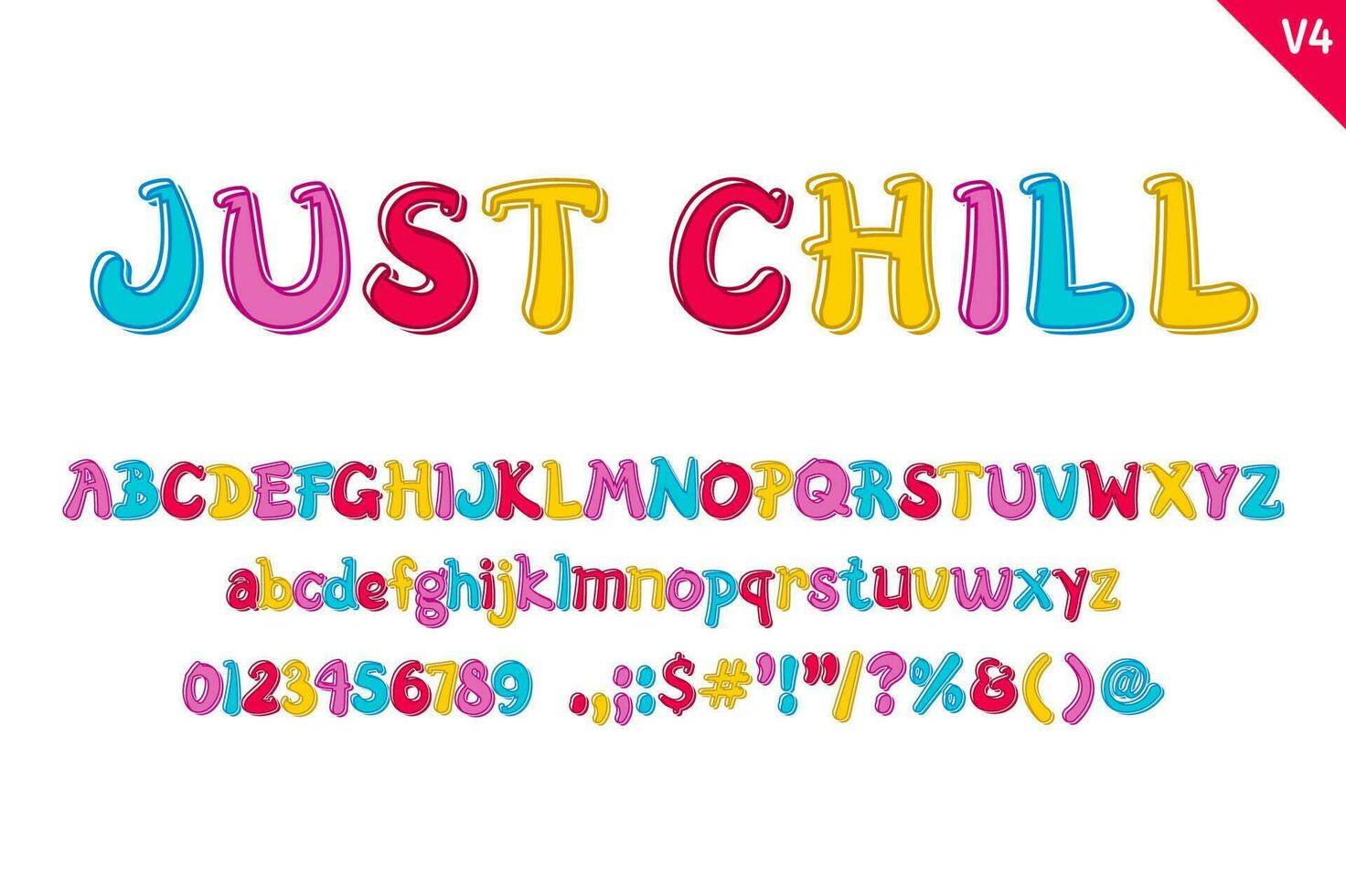 Handcrafted Just Chill Letters. Color Creative Art Typographic Design vector