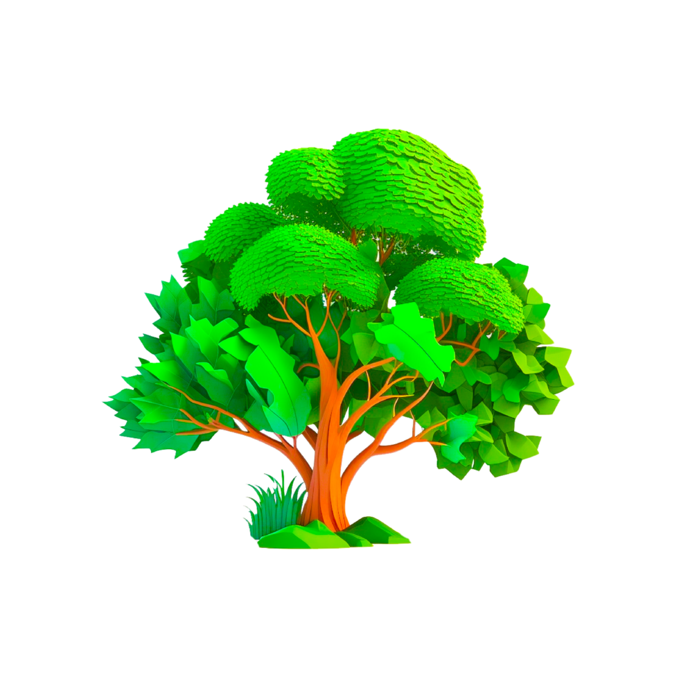 Tree with green leaves on transparent background png