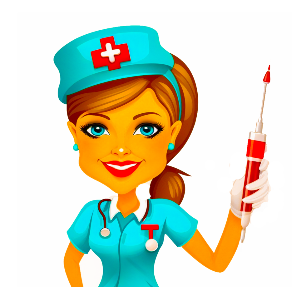 Female nurse holding injection png