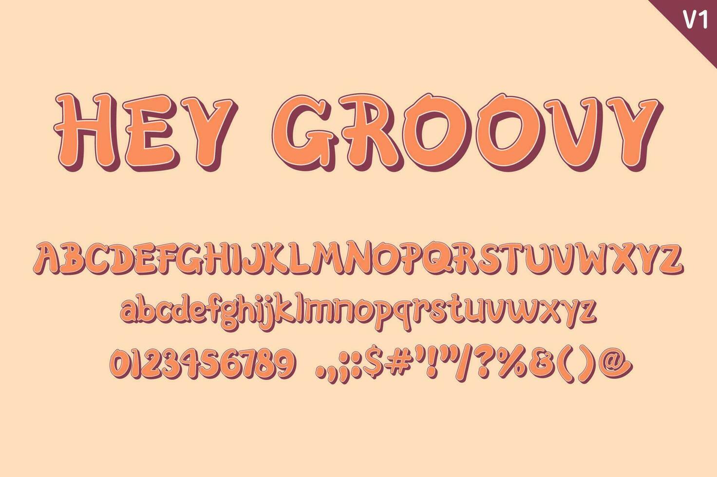 Handcrafted Hey Groovy Letters. Color Creative Art Typographic Design vector