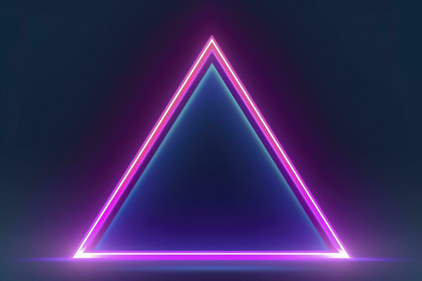 3d render, abstract fantasy background. Unique futuristic wallpaper with a triangular geometric shape glowing with pink red neon light, colorful, generate ai photo