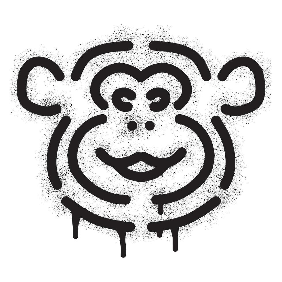 Monkey icon stencil graffiti with black spray paint vector