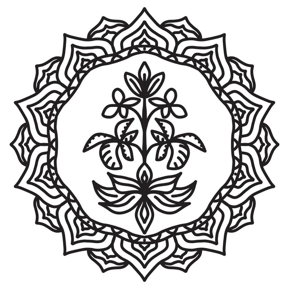 Circular pattern mandala abstract floral ornament vector