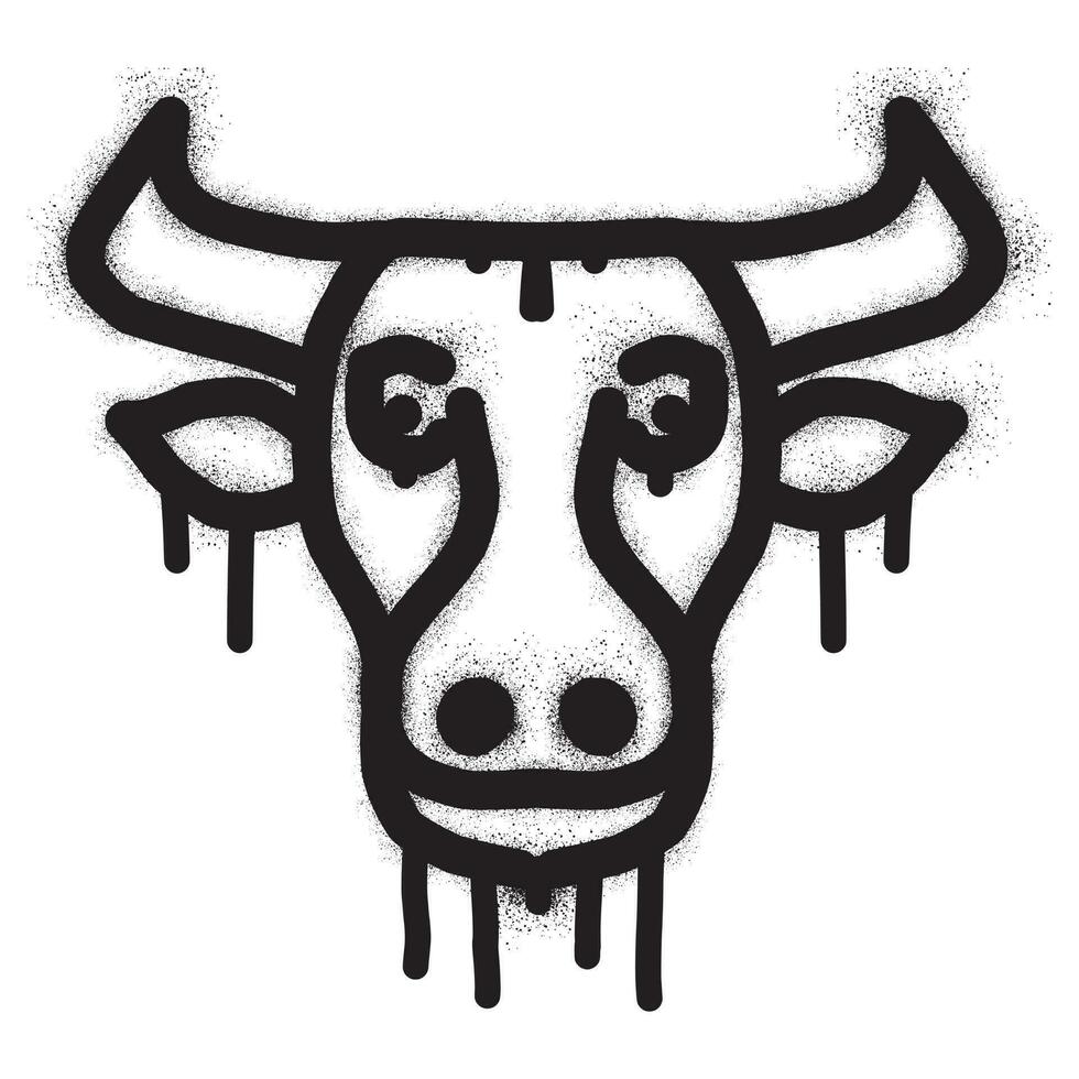 Bull head graffiti with black spray paint vector