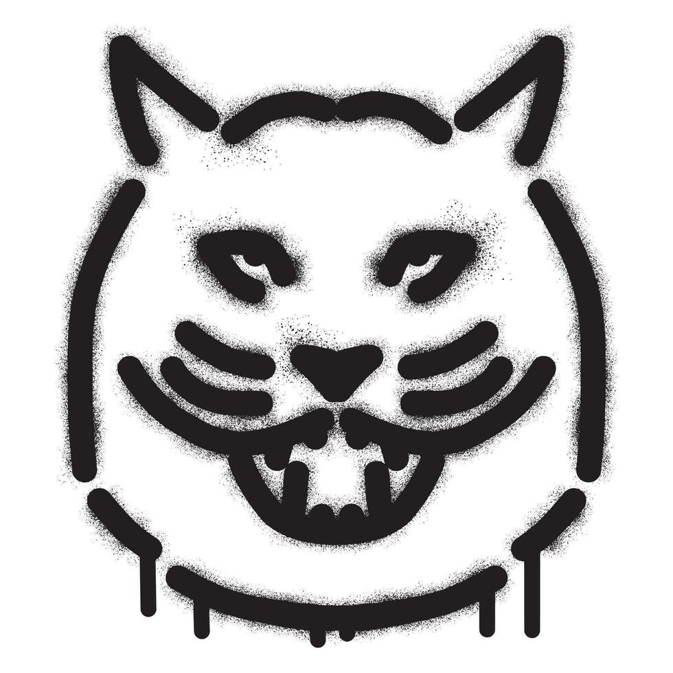 Cat head graffiti with black spray paint vector