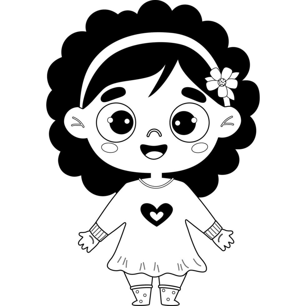 Cute kid girl vector