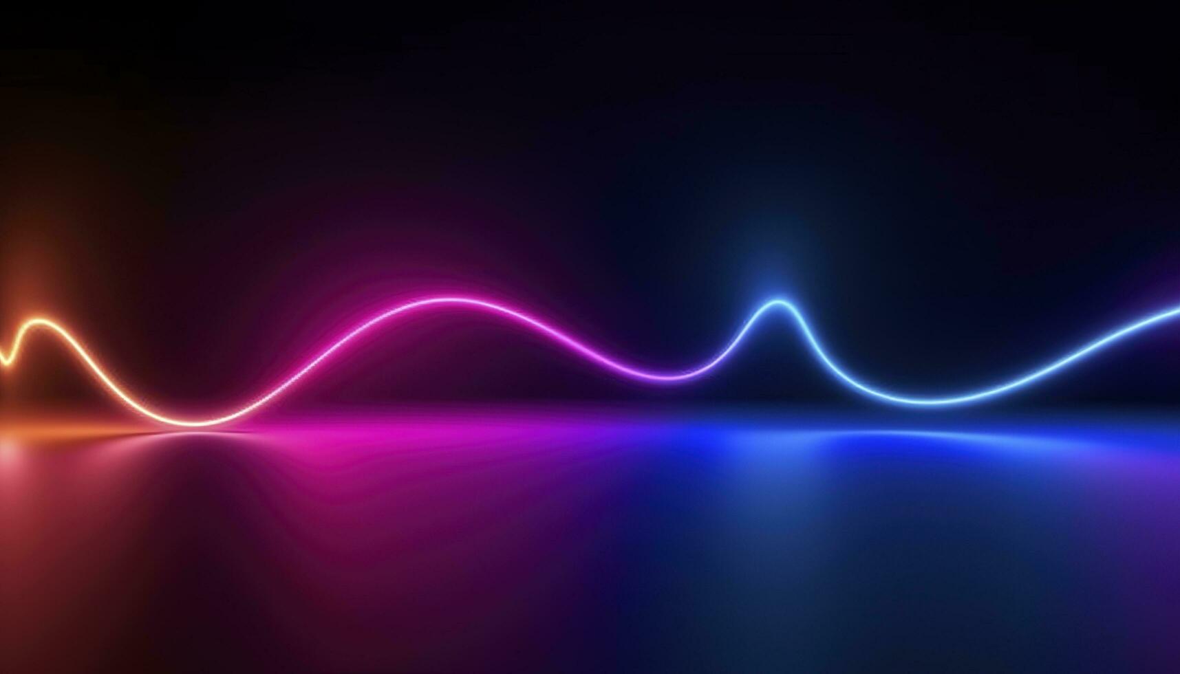 3d rendering, the abstract background of colorful neon wavy lines glowing in the dark. Modern simple wallpaper, generates ai photo