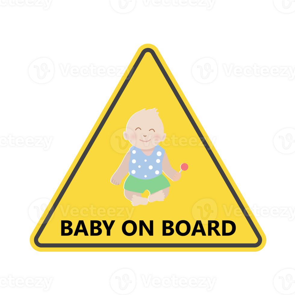 Baby on board yellow sign. 24397223 PNG