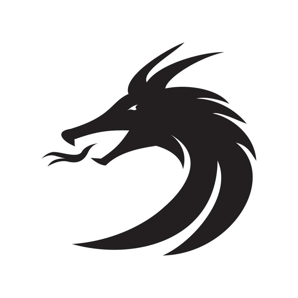 dragon head silhouette design. mythology creature sign and symbol. vector