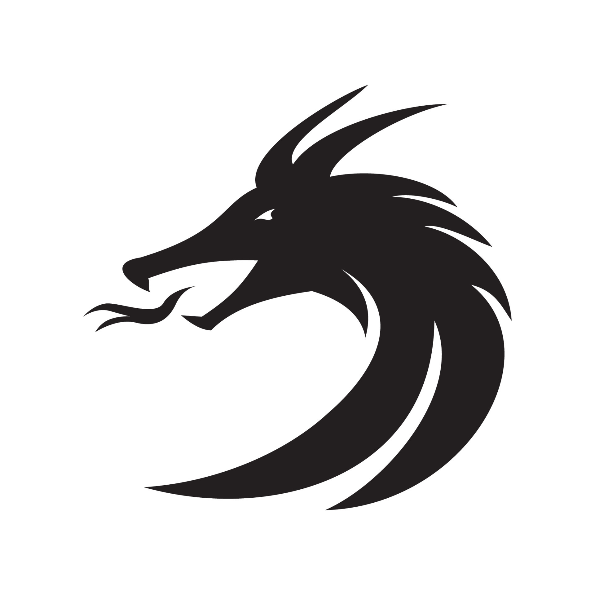 dragon head silhouette design. mythology creature sign and symbol ...