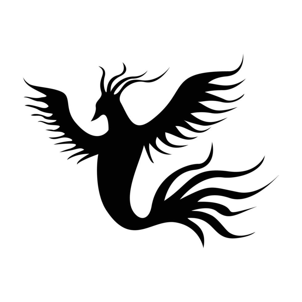 phoenix silhouette logo design. fire bird in mythology. vector