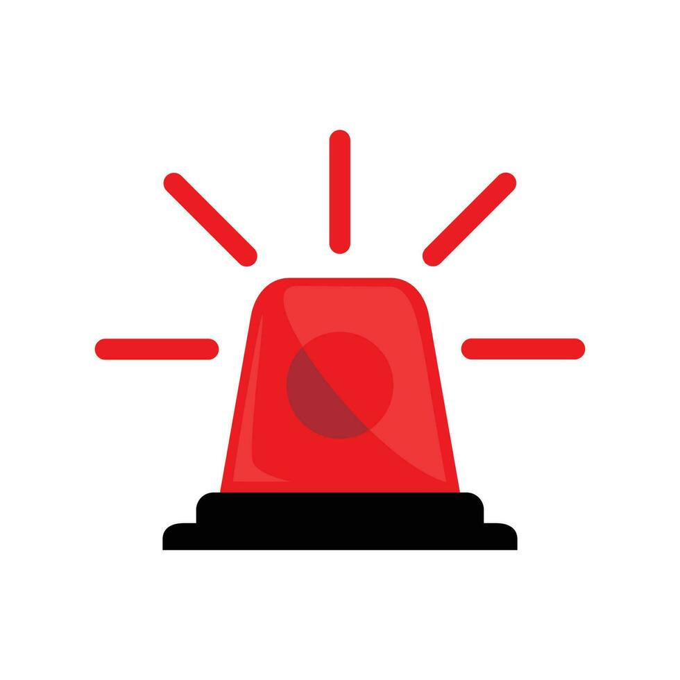 flat siren vector illustration. red emergency lamp sign and symbol.