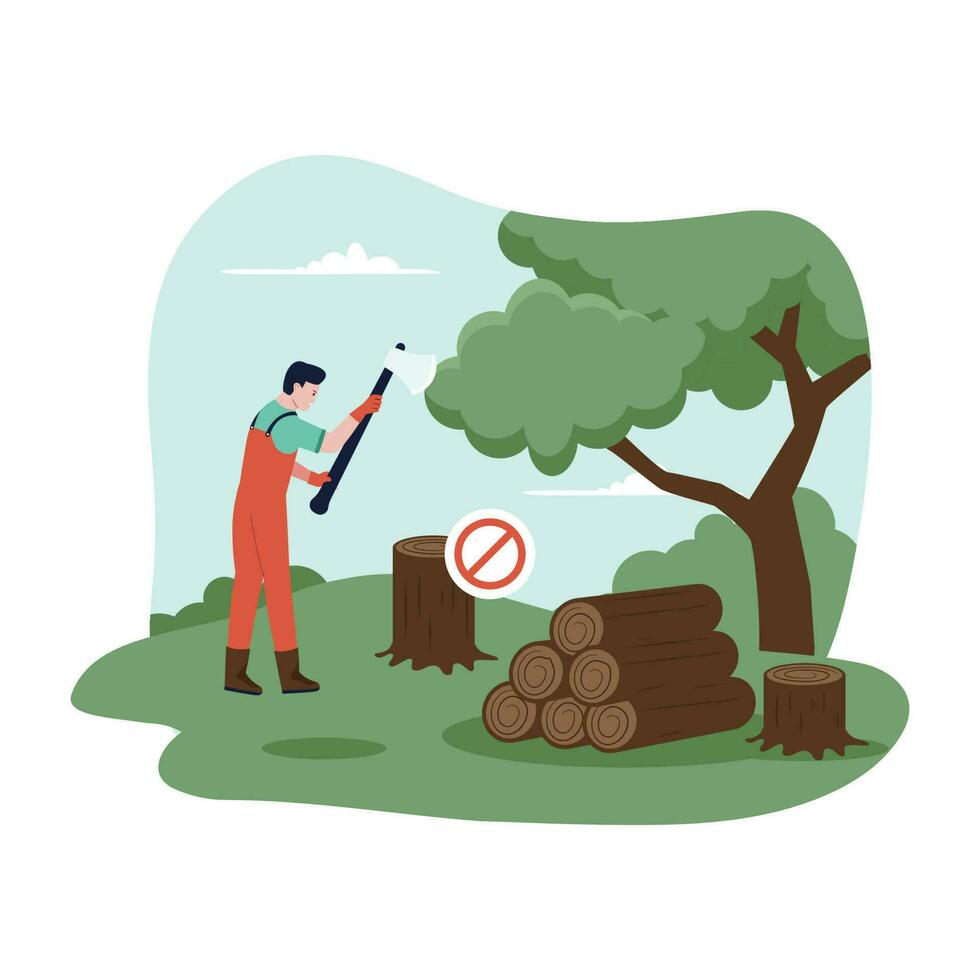 Vector concept of stop illegal logging of trees