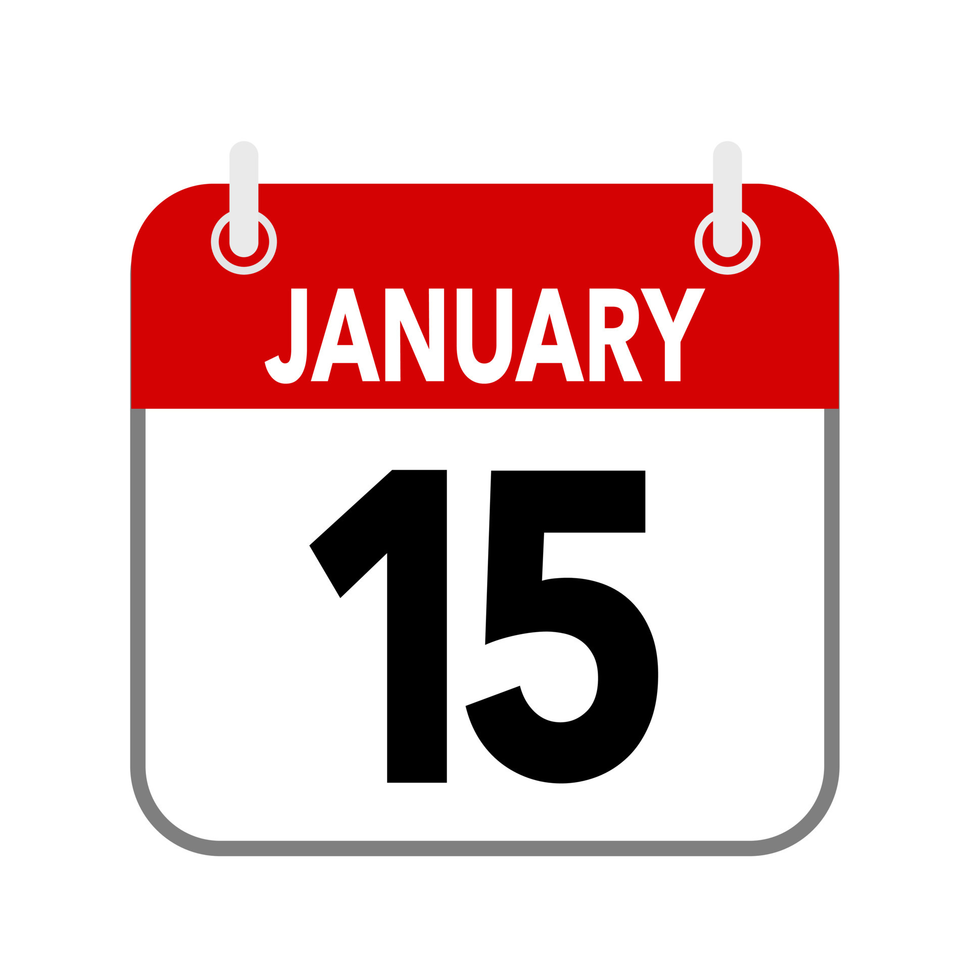 15 January, calendar date icon on white background. 24397355 Vector Art at Vecteezy