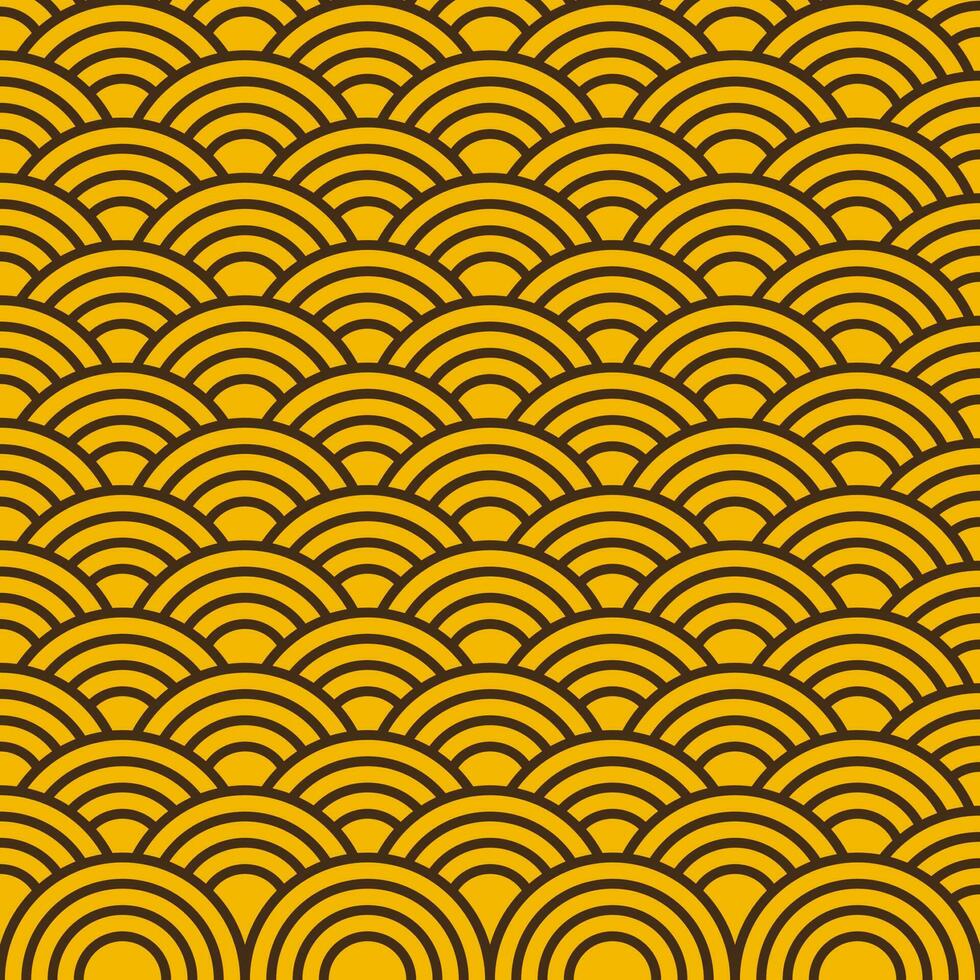 Abstract pattern background of yellow Japanese wave. vector