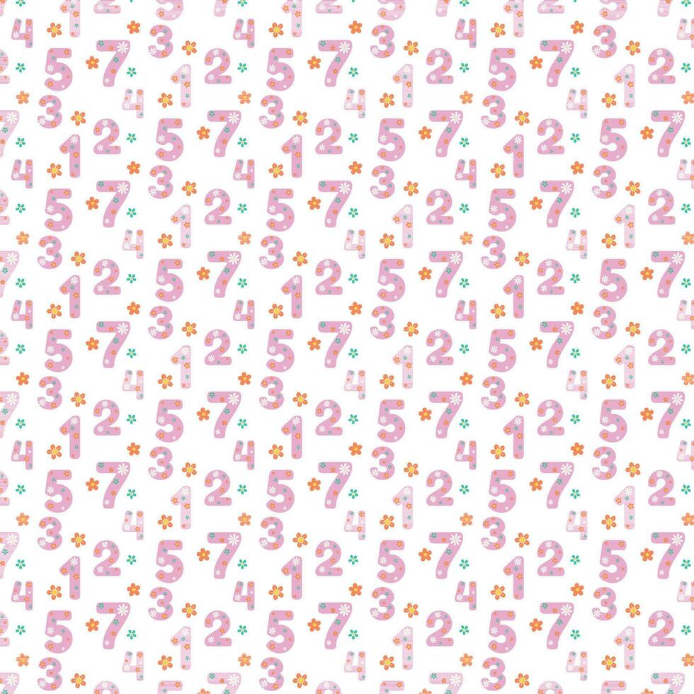 Background with numbers and flowers. vector