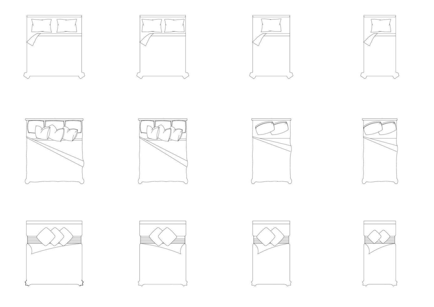 furniture icon interior plan view, top set vector. architecture house bed line, home, outline, apartment, bed room, collection, isolated, layout, design, project, blueprint. vector