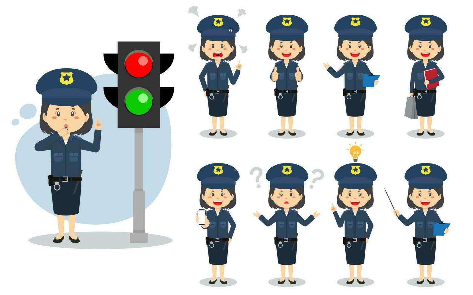 Police Character with Various Activities vector