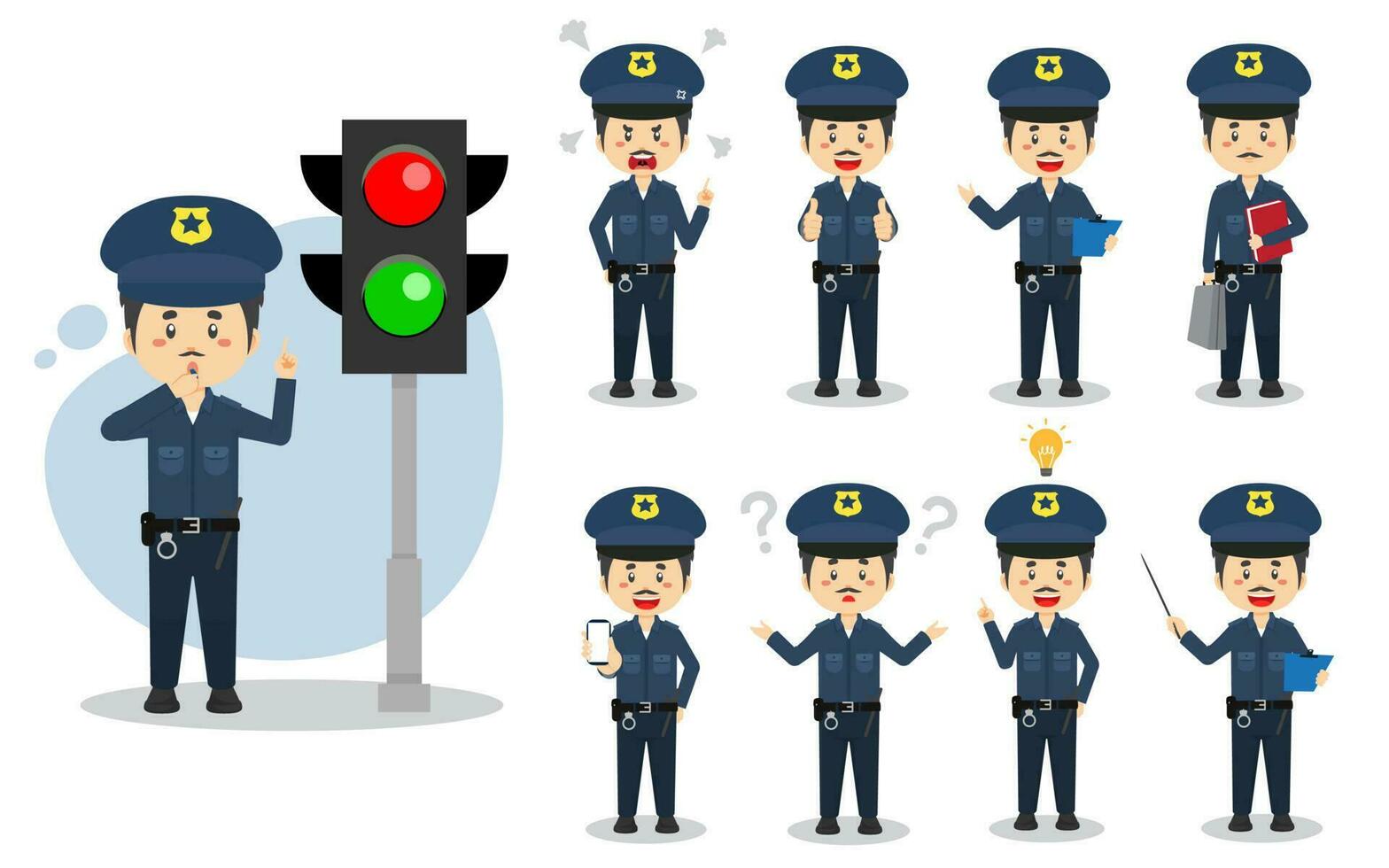 Police Character with Various Activities vector