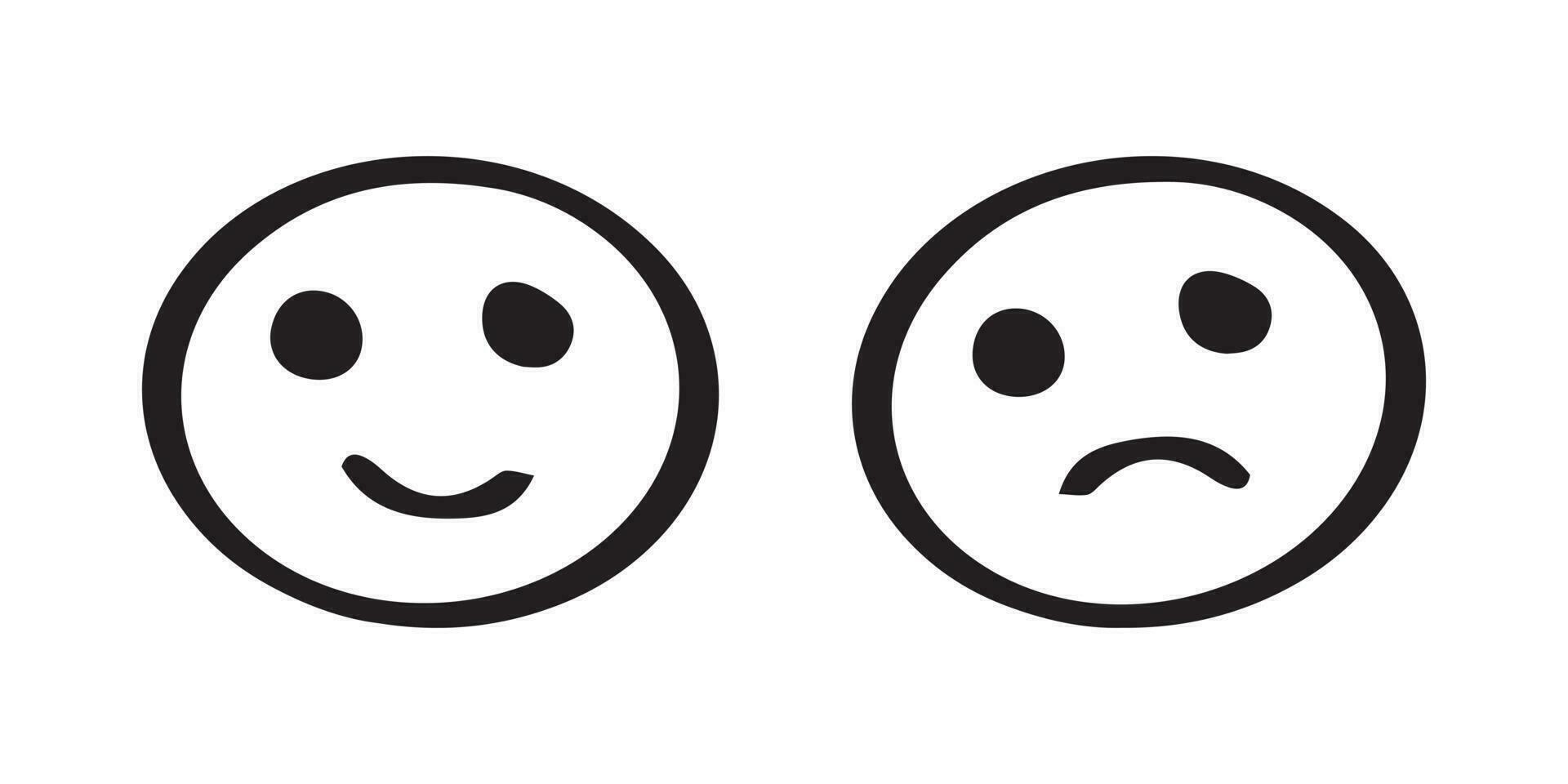 Happy and sad hand drawn symbol vector