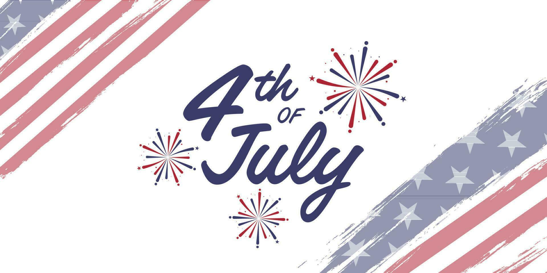 4th of july celebration horizontal banner illustration in brush stroke effect vector