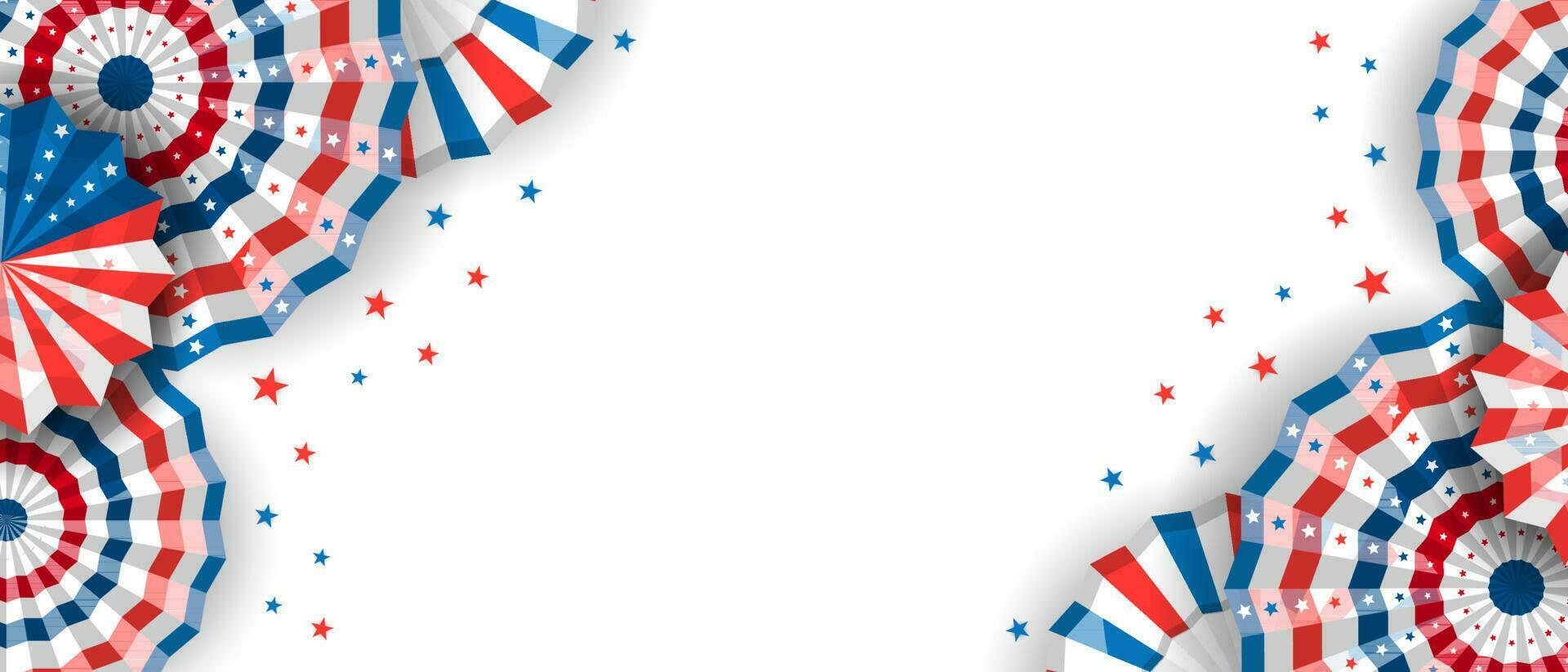 horizontal banner decoration with copy space area for 4th of July independence day vector