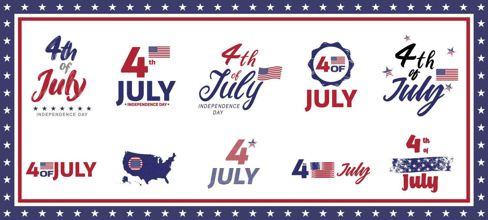 4th of July. United States Independence day design. USA country American federal patriotic holiday designs for greeting cards or banners. vector