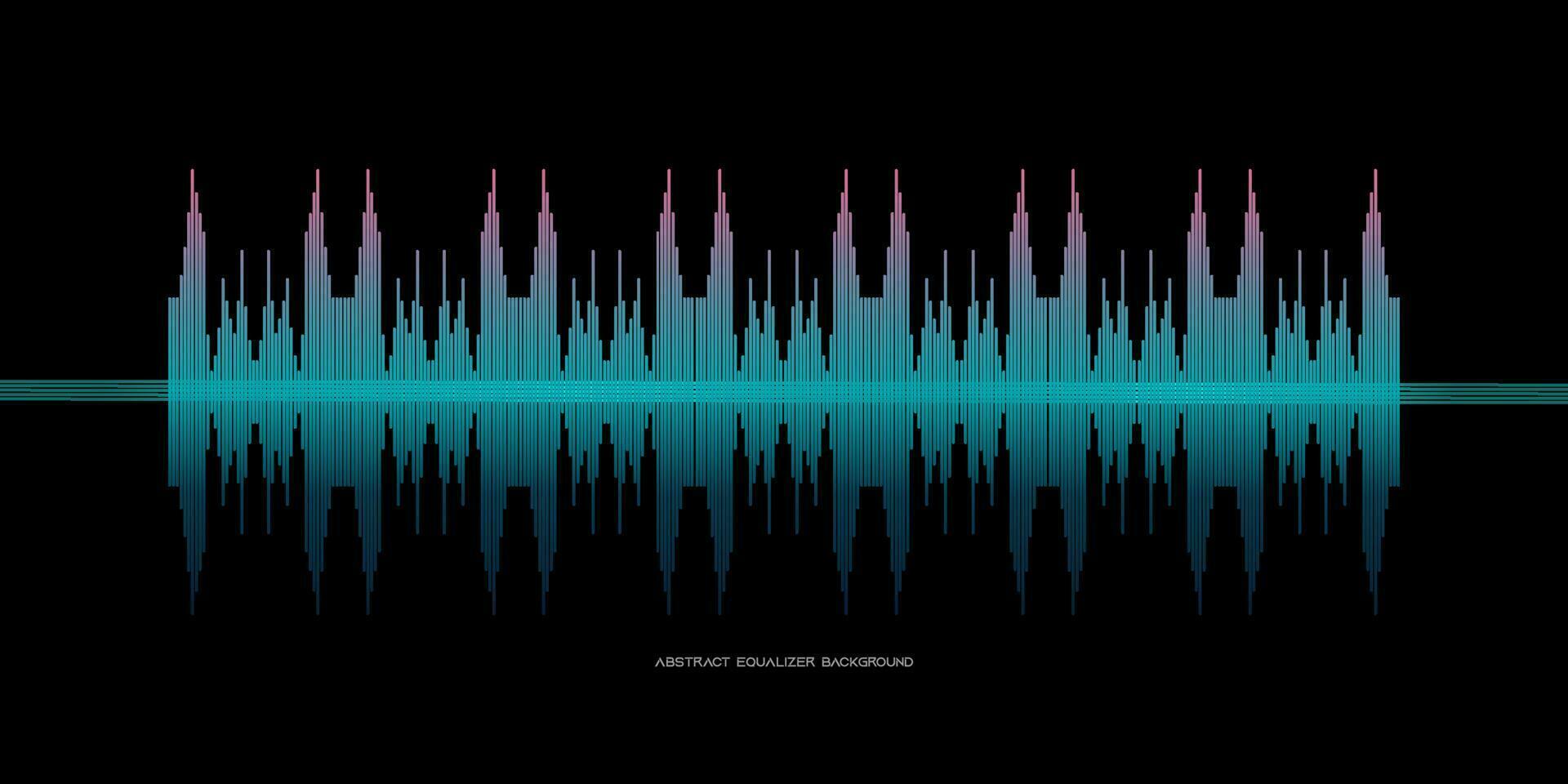 abstract motion sound waves equlizer colorful purple green blue isolated on black background. Vector illustration in the concept of sound, voice, music