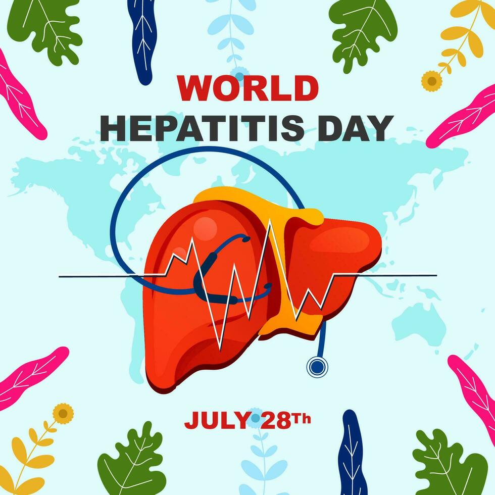 World hepatitis day 28 july, Flat illustration style banner design for world hepatitis day greeting banner vector